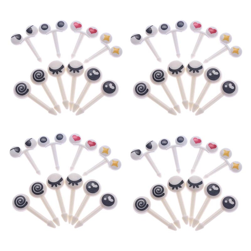 RAYNAG 40-Piece Kids Bento Box Food Picks Mini Cute Cartoon Plastic Fruit Toothpicks, Adorable Eye-style Lunchboxes Picks - Image 1